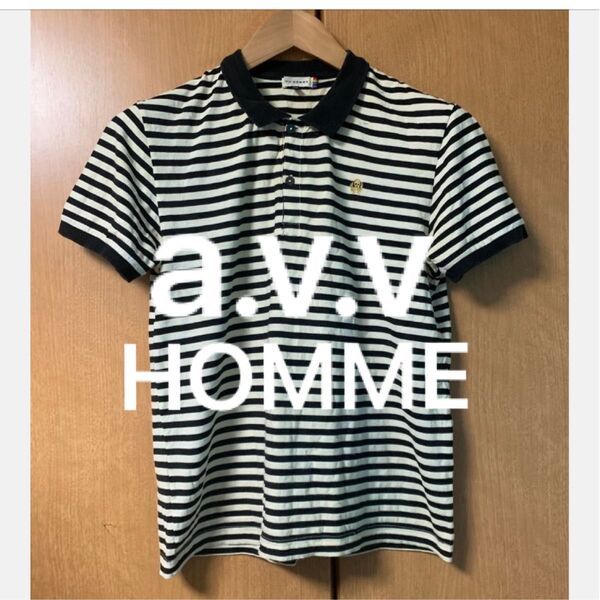 クh・a.v.v HOMME アーヴェヴェオム おしゃれなボーダー柄ポロシャツ