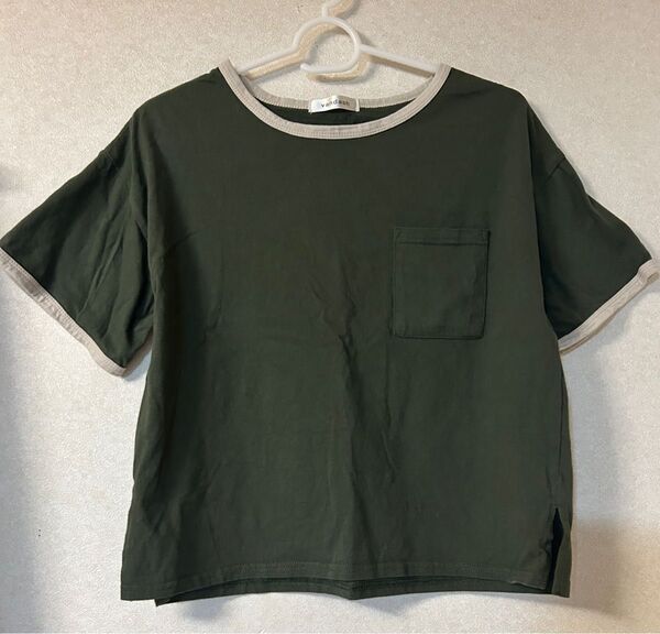 バイカラー半袖Tシャツ カーキ ベージュ Mサイズ