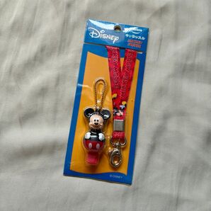 ミッキー ホイッスル ネックストラップ付き 新品未開封 平成当時もの