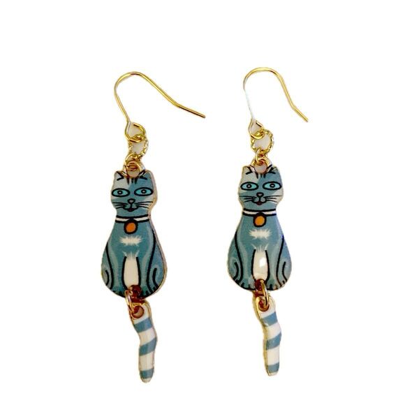 N82 ハンドメイドアクセサリー 猫イヤリング 猫ピアス 猫アクセサリー イヤリング/ピアス 変更可 ※2点ご購入で100円引き