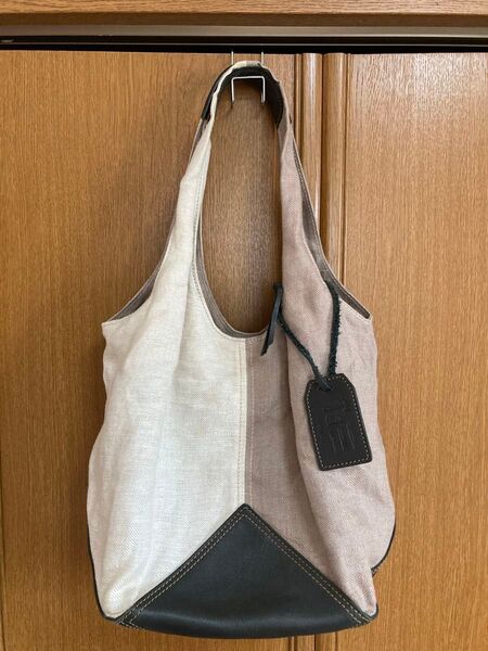 genten リネン ×革のトートバッグティグリスクロスIII
