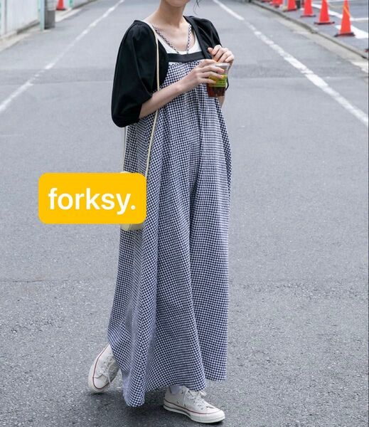 【forksy.】ボレロカーディガンセットダブルストラップロングワンピース