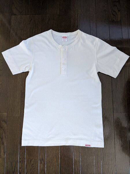 送料込 Health Knit ヘルスニット 半袖 ヘンリーネック Tシャツ サイズS(36-38)