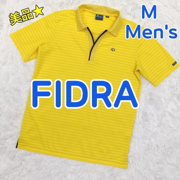 FIDRA フィドラ ゴルフ ポロシャツ 半袖 ゴルフシャツ オープンカラー 黄色 吸汗速乾ドライ ストレッチ メンズ M