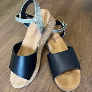 SOMETHING サムシング ブラック サンダル 黒 本革 パイソン