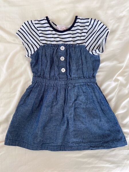【クーポン300円!!】ワンピース デニムワンピース 90cm