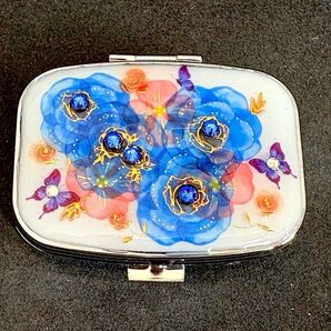 ハンドメイドピルケース 青バラ No.92