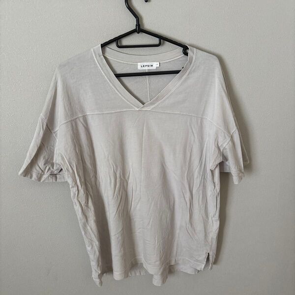 LEPSIM ライトグレー 薄手 Vネック Tシャツ 半袖 M