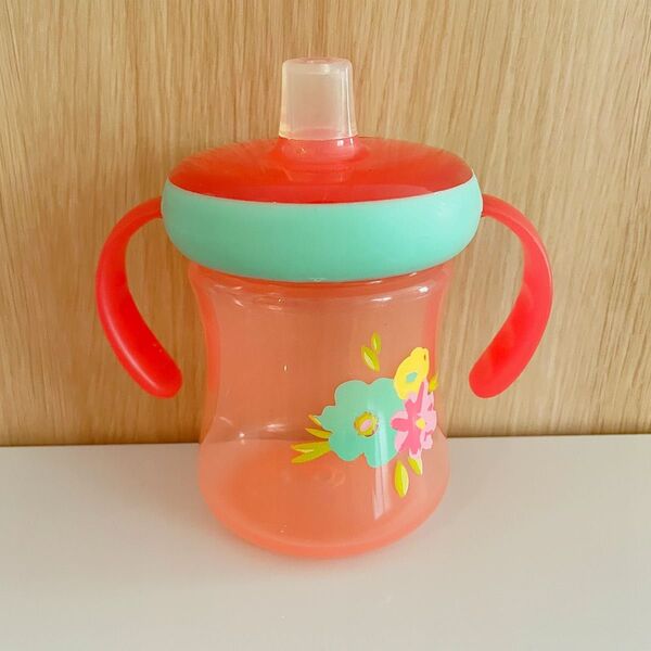 【美品】the first year ファーストイヤー 赤 レッド 花柄 スパウト 子供用 コップ マグ
