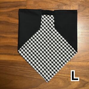 三角巾 ハンドメイド 片面ギンガムチェック柄 黒 Lサイズ