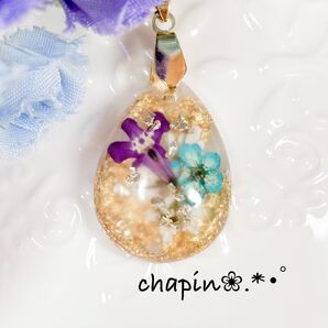 ( b173 ) ボタニカル レジン ネックレス くすみ 金箔