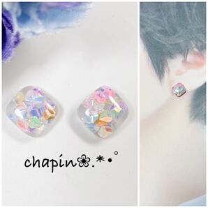 ( 799 ) カボション スパンコール レジン ピアス イヤリング