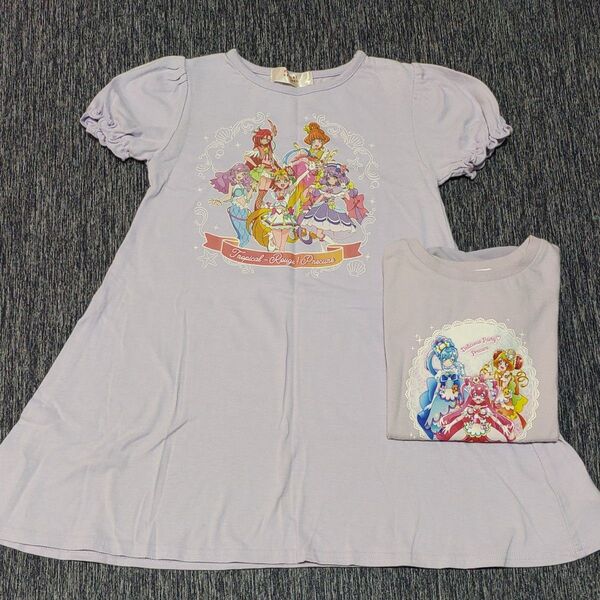 中古服 トロピカルージュプリキュア ワンピース デリシャスパーティプリキュア 半袖 肩 シフォン Tシャツ 120cm