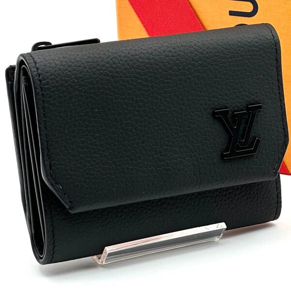 【未使用級/付属品付き】ルイヴィトン アエログラム ポルトフォイユ パイロット LOUIS VUITTON ブラック 黒 三つ折り