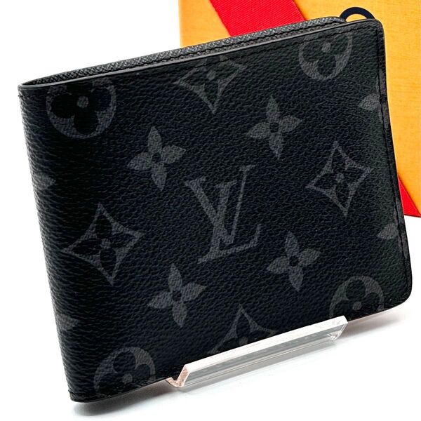 【超極美品】ルイヴィトン モノグラム エクリプス ポルトフォイユ ミュルティプル 二つ折り財布 LOUIS VUITTON 黒