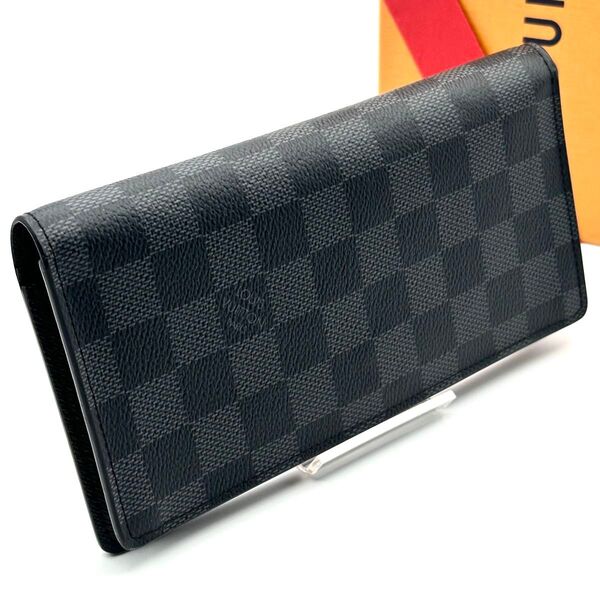 【極美品】ルイヴィトン ダミエグラフィット ポルトフォイユ ロン LOUIS VUITTON 長財布 二つ折り 札入れ メンズ 黒