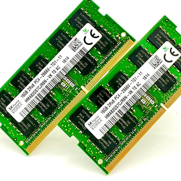 32GB(16GBx2枚組) SKhynix PC4 2666V 2Rx8 SO-DIMM ノートPC用 DDR4 ECC