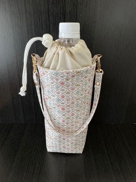 保温保冷ペットボトルカバー ハンドメイド リバティ フォレストウェーブ バニーホワイト