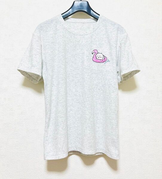 美品着用2回 ちいかわ GU コラボ tシャツ Sサイズ 浮き輪刺繍 ドライパイル 吸汗速乾 接触冷感 薄灰