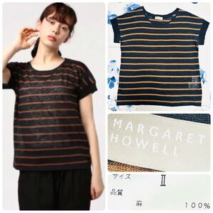 中古良品 マーガレットハウエル 日本製 2 定番 リネン100% Tシャツ