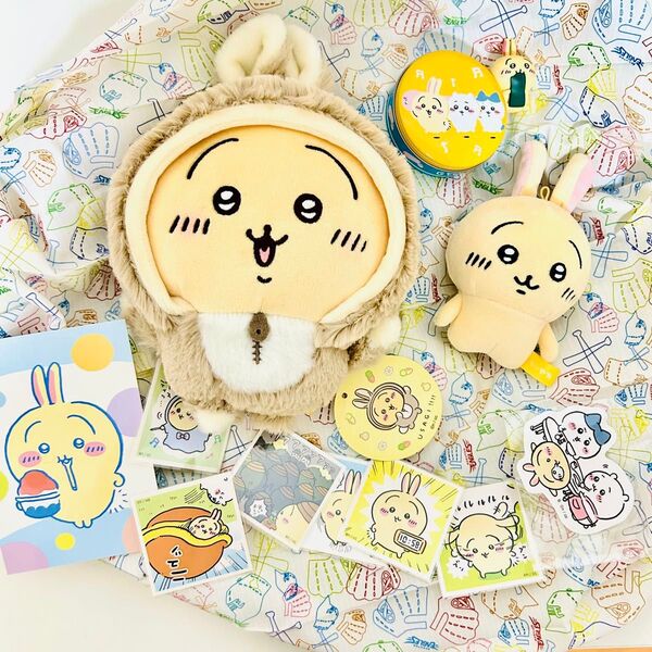 中古美品2点 ちいかわ うさぎ 初期 ぷちミニマスコット 干支ぬいぐるみ 卯年