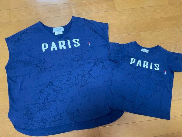 チャオパニックTYPY リンクコーデ 90-100 大人フリーsize 半袖Tシャツ トップス ネイビー