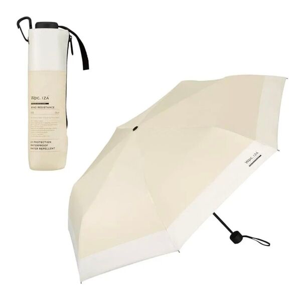 【新品未使用品】WPC IZA WIND RESISTANCE ベージュ×オフ 55cm 折りたたみ傘 日傘 兼用