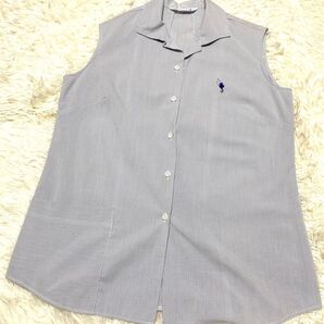 フクゾー ストライプ シャツ ブラウス ノースリーブ