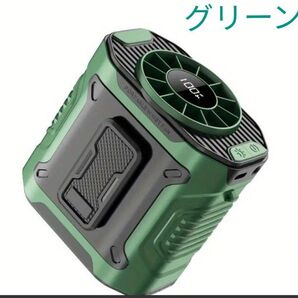 腰掛け扇風機 首掛け扇風機 手持ち扇風機 卓上扇風機 強力風量10段階 大容量3600mah 充電式 LEDライト グリーン!