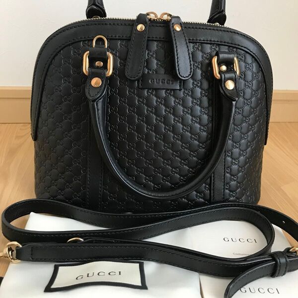 GUCCI グッチ ロゴ 2wayショルダーバッグ マイクログッチ 黒