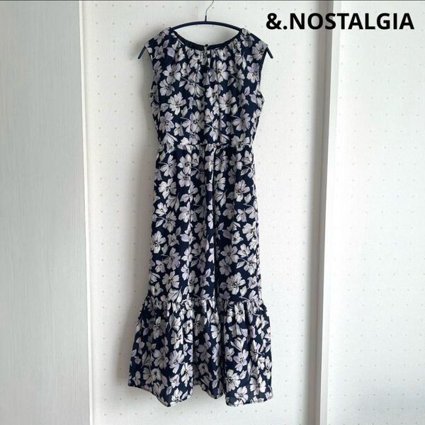 &.NOSTALGIA Mサイズ ネイビー 花柄 ノースリーブワンピース