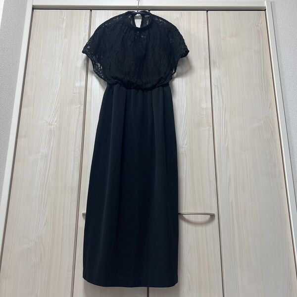 LACE LADIES ブラック Sサイズ レース ハイネックワンピース