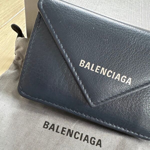 BALENCIAGA バレンシアガ レザー コンパクトウォレット 三つ折り財布 黒