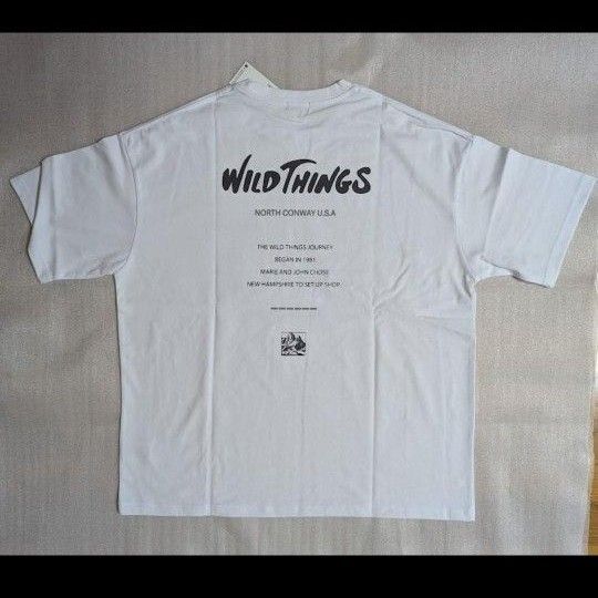 新品 ワイルドシングス ビッグシルエット ロゴバックプリント Tシャツ L 白 ホワイト 半袖