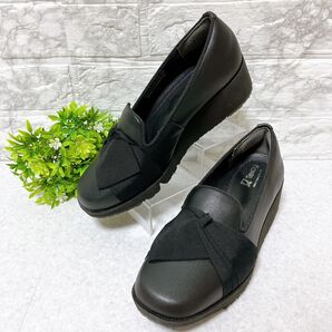 【未使用級】TEXCY asics テクシー スリッポン シューズ 黒 23㎝