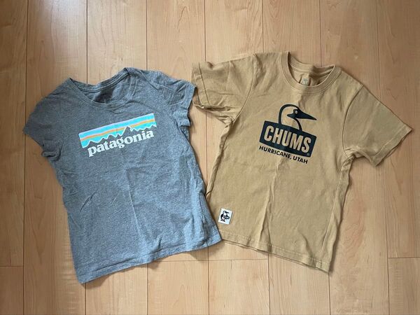 【120〜130cm】2枚セット パタゴニア(patagonia)・チャムス(chums)ロゴ Tシャツ/キッズ/子供服