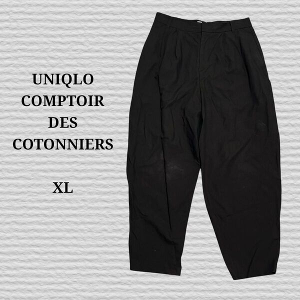 《UNIQLO》リネンブレンドバレルレッグパンツ 09 BLACK XL ボトムス パンツ