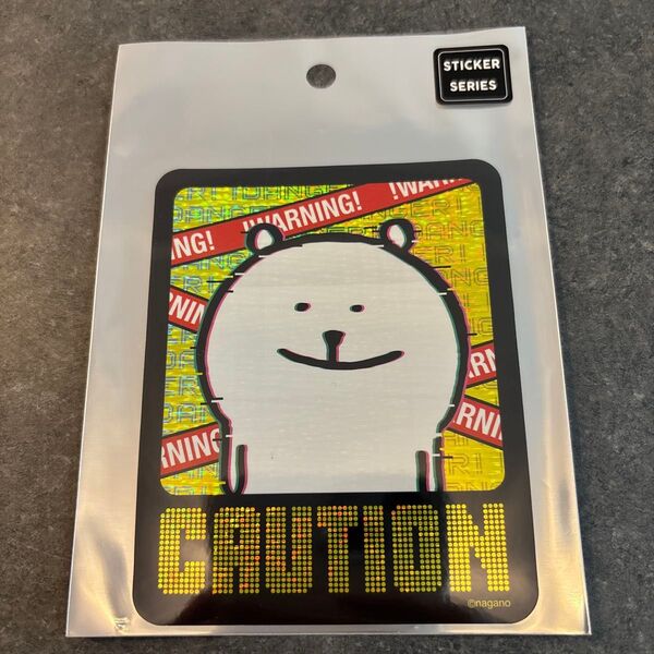 ナガノキャラクターズ ホログラム大きめステッカー(CAUTION) ヌンくま ナガノのくま