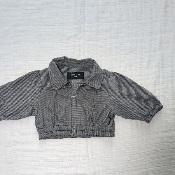 COMME CA ISM コムサイズム ギンガムチェック ブルゾン 80〜100cm グレー 丈短 キッズ ベビー