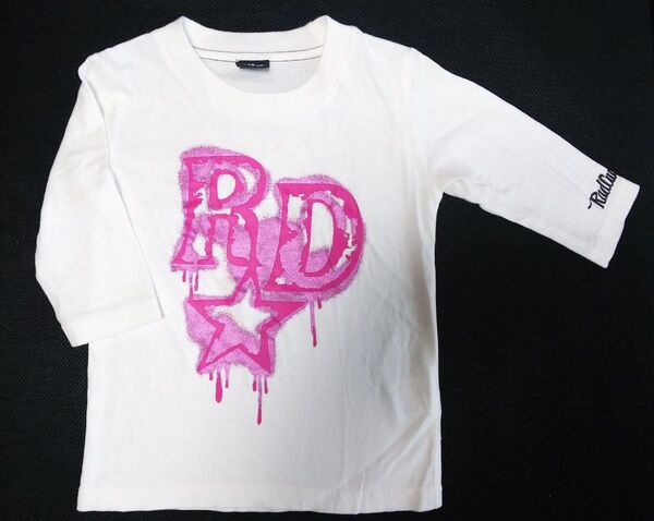 ラッドカスタム 七分袖Tシャツ ホワイト 100センチ インク ピンク RAD Custom キッズ 子供服