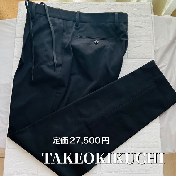 新品タグ付!タケオキクチ スラックス スーツ パンツ メンズ ブラック M