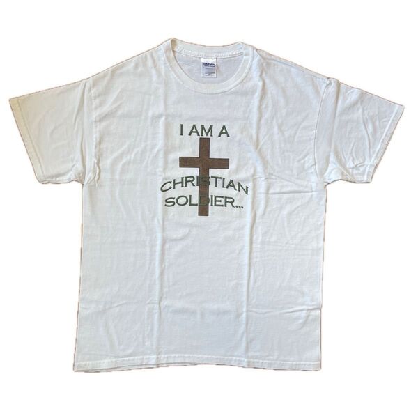 GILDAN ギルダン プリント Tシャツ キリスト 十字架 ホワイト 白 Lサイズ コットン100% クルーネック US古着