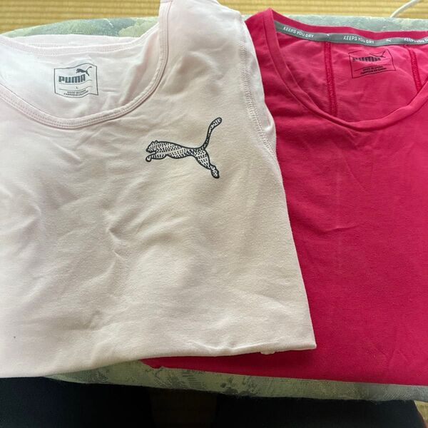 PUMA Tシャツ 半袖2枚セット ピンク/濃淡Lサイズ相当 レディース 訳あり