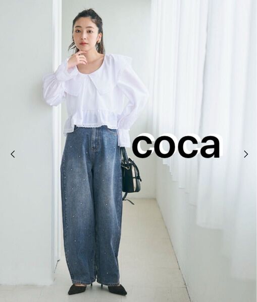 coca デニムパンツ ライトストーン ブルー系