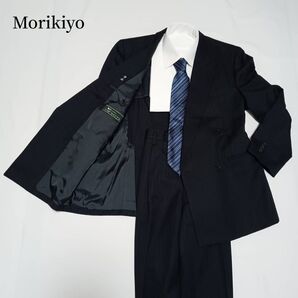 オーダーメイド morikiyo ダブル ネイビー ストライプ L 2タック