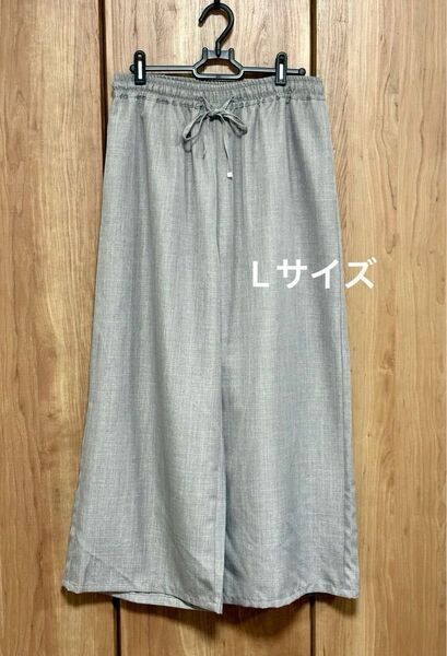 レディース ワイドパンツ ウエストゴム Lサイズ グレー