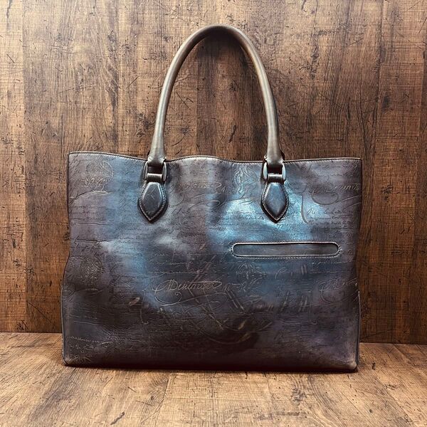 Berluti ベルルッティ カリグラフィ トゥジュール レザー トートバッグ ブラウン