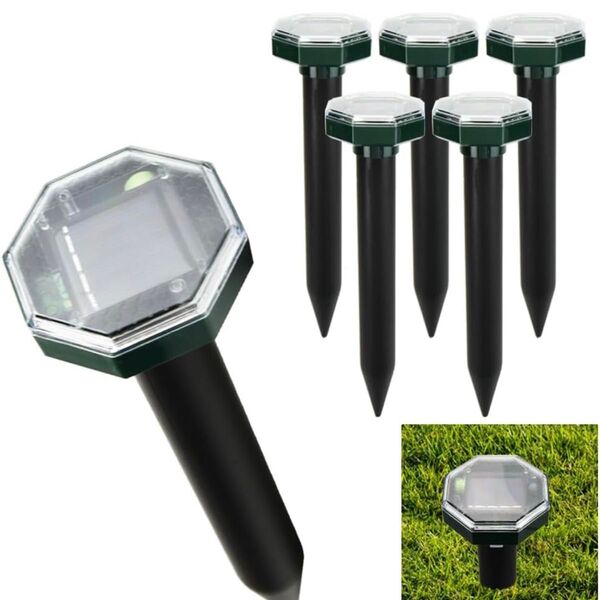 新品未使用★害獣撃退器 ソーラー充電式 6個セット モグラ ネズミ ヘビ対策