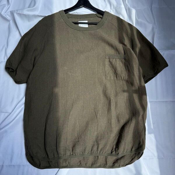 【美品】RE(アールイー)フレンチリネンTシャツ Lサイズ チャコール 日本製 RE MADE IN TOKYO JAPAN