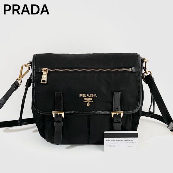 【極美品〜美品】PRADA プラダ ショルダーバッグ ナイロン×サフィアーノ